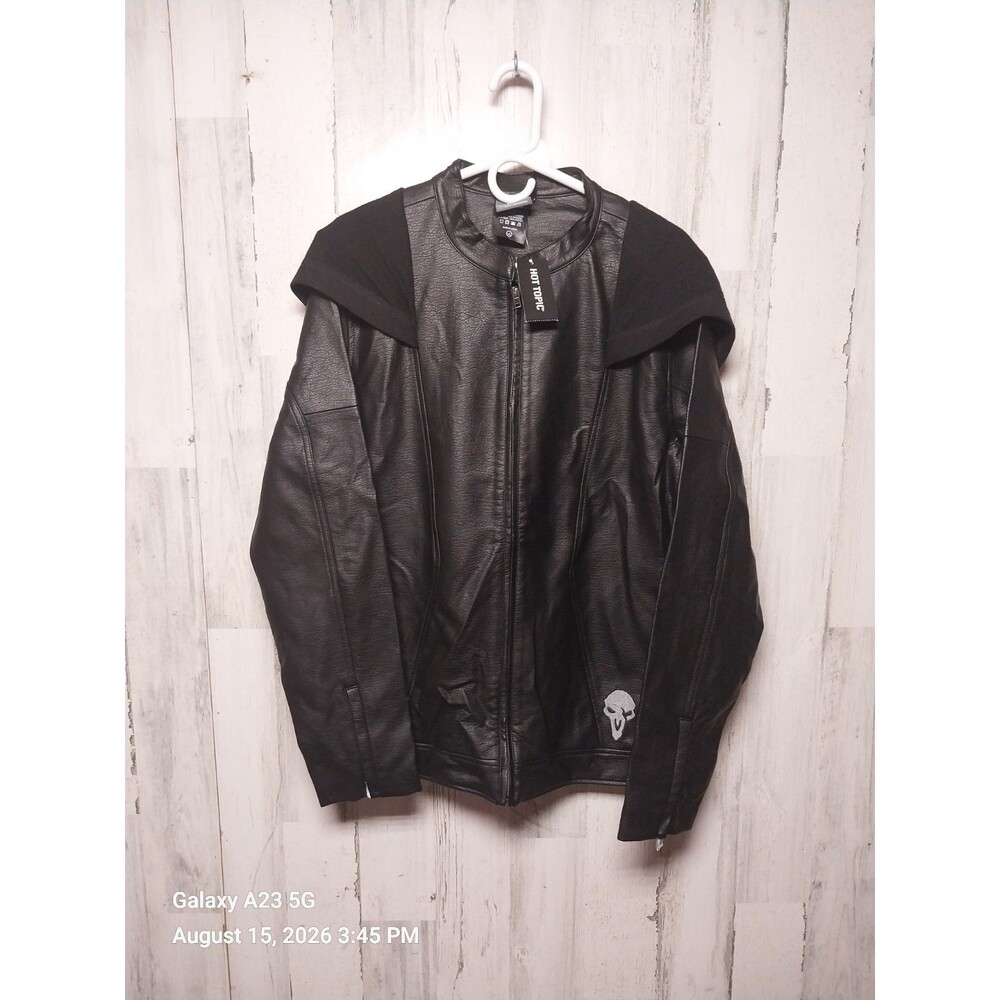 Overwatch Reaper Jacket L Black Faux Leather Death Walks Among You Blizzard NWT